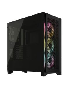 Corsair iCUE 4000D RGB AIRFLOW Gaming Case w/ Glass Window, E-ATX, 3x AF120 RGB Fans, High-Airflow Front, USB-C, RGB Controller, Black