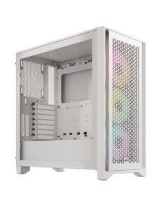 Corsair iCUE 4000D RGB AIRFLOW Gaming Case w/ Glass Window, E-ATX, 3x AF120 RGB Fans, High-Airflow Front, USB-C, RGB Controller, White
