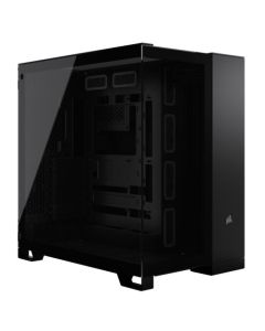 Corsair 6500X Dual Chamber Gaming Case w/ Glass Side & Front, ATX, Mesh Panels, USB-C, Asus BTF Compatible, Black