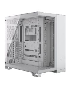 Corsair 6500X Dual Chamber Gaming Case w/ Glass Side & Front, ATX, Mesh Panels, USB-C, Asus BTF Compatible, White