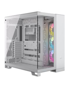 Corsair 6500X RGB iCUE Link Dual Chamber Gaming Case w/ Glass Side & Front, ATX, 3x RGB Fans, Mesh Panels, USB-C, Asus BTF Compatible, White