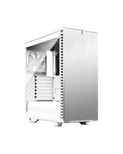 Fractal Design Define 7 Compact (White TG) Gaming Case w/ Clear Glass Window, ATX, 2 Fans, Sound Dampening, Ventilated PSU Shroud, USB-C, White