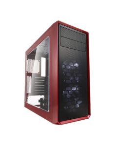 Fractal Design Focus G (Mystic Red) Gaming Case w/ Clear Window  ATX  2 White LED Fans  Kensington Bracket  Filtered Front  Top & Base Air Intakes