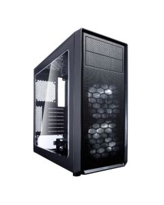 Fractal Design Focus G (Black) Gaming Case w/ Clear Window  ATX  2 White LED Fans  Kensington Bracket  Filtered Front  Top & Base Air Intakes
