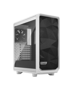 Fractal Design Meshify 2 Compact (White TG) Gaming Case w/ Clear Glass Window  ATX  Angular Mesh Front  3 Fans  Detachable Front Filter  USB-C