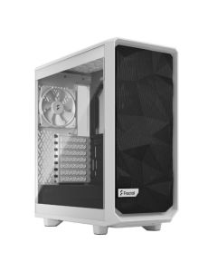 Fractal Design Meshify 2 Compact Lite (White TG) Gaming Case w/ Clear Glass Window  ATX  Angular Mesh Front  3 Fans