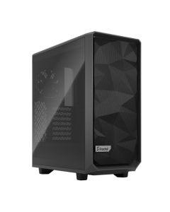 Fractal Design Meshify 2 Compact (Grey TG) Gaming Case w/ Light Tint Glass Window  ATX  Angular Mesh Front  3 Fans  Detachable Front Filter  USB-C