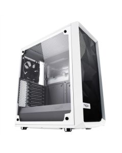Fractal Design Meshify C (White TG) Gaming Case w/ Clear Glass Window, ATX, Angular Mesh Front, High-airflow, 2 x 12cm Fans, White