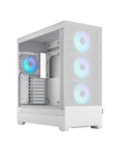 Fractal Design Pop XL Air RGB (White TG) Gaming Case w/ Clear Glass Window, E-ATX, Hexagonal Mesh Front, 4 RGB Fans & RGB Controller