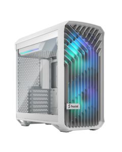 Fractal Design Torrent Compact (White TG RGB) Gaming Case w/ Clear Glass Window, E-ATX, 2 RGB Fans, Fan Hub, RGB Strip on PSU Shroud, Front Grille, USB-C