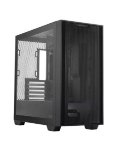 Asus A21 Gaming Case w/ Glass Window, Micro ATX, Mesh Front, 380mm GPU & 360mm Radiator Support, Asus BTF Compatible, Black