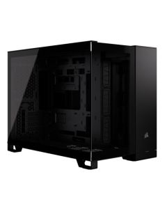 Corsair 2500X Dual Chamber Gaming Case w/ Glass Side & Front, Micro ATX, Mesh Panels, USB-C, Asus BTF Compatible, Black