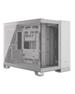 Corsair 2500X Dual Chamber Gaming Case w/ Glass Side & Front, Micro ATX, Mesh Panels, USB-C, Asus BTF Compatible, White