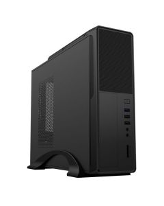 CiT S014B Micro ATX Slim Desktop Case, 300W PSU, Mesh Front, 8cm Fan, Card Reader, USB 3.0, Black