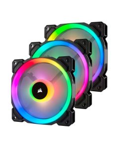 Corsair LL120 12cm PWM RGB Case Fans x3, 16 LED RGB Dual Light Loop, Hydraulic Bearing, Lighting Node PRO Kit Included