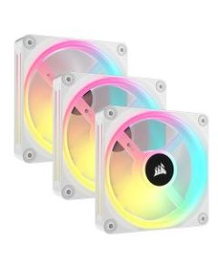 Corsair iCUE LINK QX120 12cm PWM RGB Case Fans x3  34 RGB LEDs  Magnetic Dome Bearing  2400 RPM  iCUE LINK Hub Included  White
