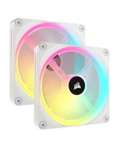 Corsair iCUE LINK QX140 14cm PWM RGB Case Fans x2  34 RGB LEDs  Magnetic Dome Bearing  2000 RPM  iCUE LINK Hub Included  White