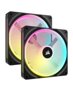 Corsair iCUE LINK QX140 14cm PWM RGB Case Fans x2  34 RGB LEDs  Magnetic Dome Bearing  2000 RPM  iCUE LINK Hub Included  Black
