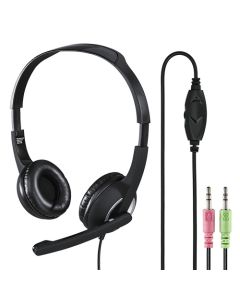Hama HS-P150 Ultra-lightweight Headset with Boom Microphone  3.5mm Jack  Padded Ear Pads  Inline Controls