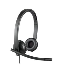 Logitech H570E Stereo Headset with Boom Mic, USB, In-Line Controls, Noise & Echo Cancellation, Leatherette Ear Pads