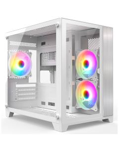 ionz Dual Dynamic Series, Airflow and Glass for the Perfect combination Compact Edition-White-3 Fan Option