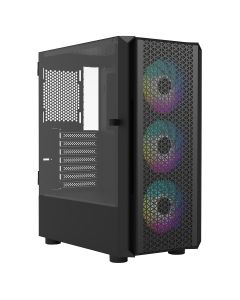 iONZ KZ02 - Advanced Series 2.0 - PC Mid Tower Case M/ATX ATX Gaming Tempered Glass includes 3 x RGB 120mm Fans-Airflow Black
