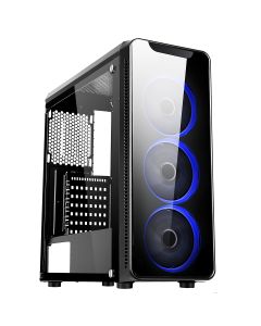 IONZ JAZOVO TEMPERED GLASS GAMING CASE BLUE FANS