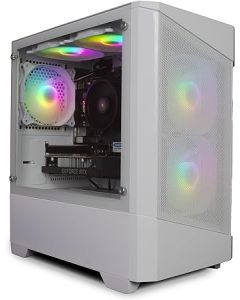 ionz Gaming Desktop Computer, Ryzen 5 5500 CPU, NVIDIA RTX3060 GPU, 16GB RAM, 512GB SSD, 500W PSU, Windows 11, White KZ10WM Case