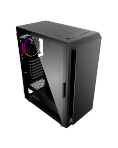 ionz Kz21  ATX Case Hinged Tempered Glass Side Classic Black 