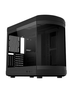 iONZ KZ-T22 Full ATX PC Gaming Case with Curved Panoramic Tempered Glass Dual Chamber, Black Case Only