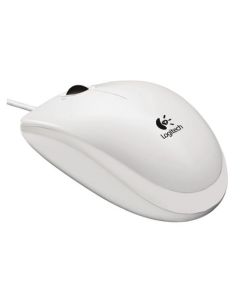 Logitech B100 Wired Optical Mouse, USB, 800 DPI, Ambidextrous, White, OEM