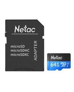 Netac P500 64GB MicroSDXC Card with SD Adapter, U1 Class 10, Up to 90MB/s