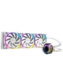 Antec Vortex 360 Liquid CPU Cooler, 360mm Radiator, ARGB PWM Fans, Suspended Spiral ARGB Pump Head, ARGB Controller, 280W TDP, White