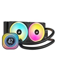 Corsair H100i iCUE LINK LCD 240mm RGB Liquid CPU Cooler, QX120 RGB Fans, Personalised LCD Screen, iCUE LINK Hub Included, Black