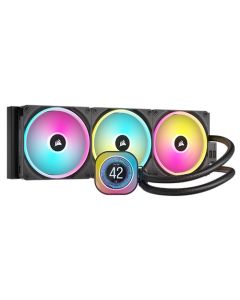 Corsair H170i iCUE LINK LCD 420mm RGB Liquid CPU Cooler, QX140 RGB Fans, Personalised LCD Screen, iCUE LINK Hub Included, Black