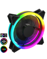 Velocity 12cm Rainbow ARGB Fan RTB 3pin M&F Aura Header 3pin/4pin Power
