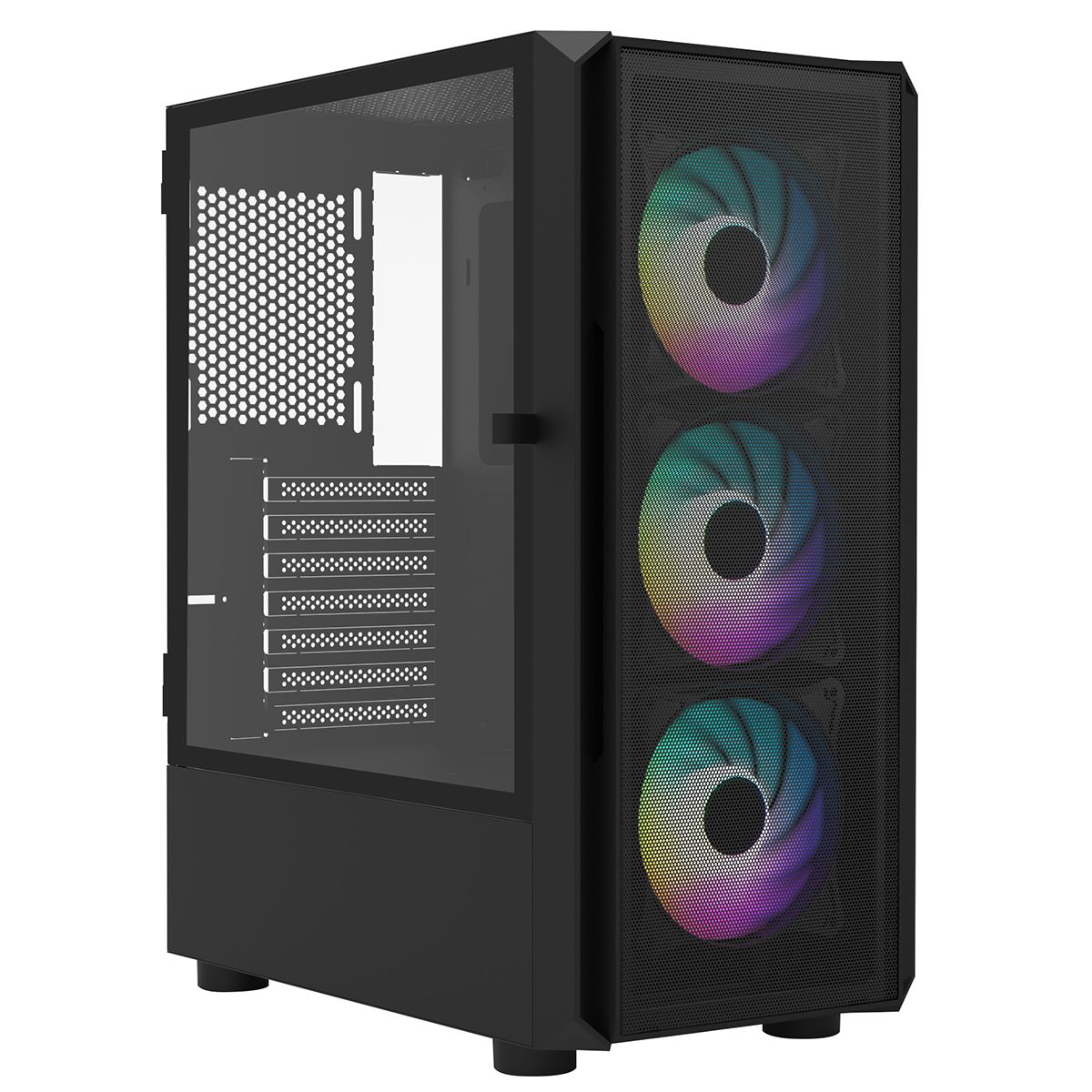 iONZ KZ02 - Advanced Series 2.0 - PC Mid Tower Case M/ATX ATX Gaming  Tempered Glass includes 3 x RGB 120mm Fans-Mesh